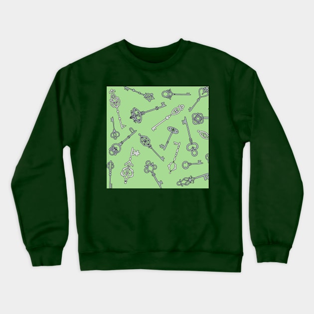 Skeleton Keys Green Palette Crewneck Sweatshirt by HLeslie Design